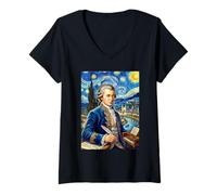 Donna Wolfgang Amadeus Mozart Compositore Maglietta con Collo a V