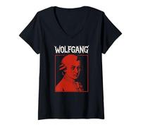 Donna Wolfgang Amadeus Mozart Death Metal, Musica Classica Goth Maglietta con Collo a V