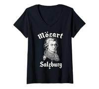 Donna Wolfgang Amadeus Mozart Salisburgo, Musica Classica Compositore Maglietta con Collo a V