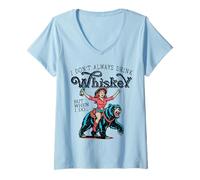 Donna Women Cowgirl I Don't Always Drink Whiskey but When I Do Maglietta con Collo a V