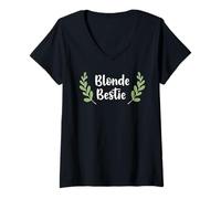 Donna Women Girl Best friends Besties Funny Blonde Bestie Matching Maglietta con Collo a V
