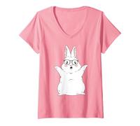 Donna Women Girls Ladies Design for Easter - Cute Easter Bunny Maglietta con Collo a V