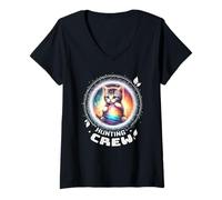 Donna Women Shirt Pasqua che abbina la famiglia Easter Egg Hunting Maglietta con Collo a V