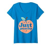 Donna Womens And More Graphic Casual Summer Just Peachy Maglietta con Collo a V