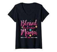 Donna Womens Blessed To Be Called Mama Heart Mother's Day Mama Maglietta con Collo a V
