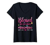 Donna Womens Blessed To Be Called Mawmaw Heart Mother's Day Mawmaw Maglietta con Collo a V