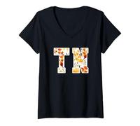Donna Women's Girls TN Tennessee Floral Fall Spice Print Maglietta con Collo a V
