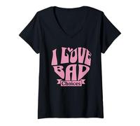 Donna Womens I Love Bad Choices Ironic Heart Maglietta con Collo a V
