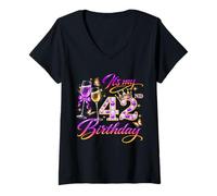 Donna Womens It’s My 42nd Birthday 42 Years Old Birthday Queen Maglietta con Collo a V