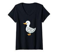 Donna Womens Kids Funny No Thoughts Just Vibes Duck Lover Maglietta con Collo a V