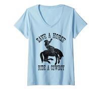 Donna Womens Save a Horse Ride a Cowboy Funny Cowgirl Western Mens Maglietta con Collo a V