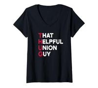 Donna Womens That Helpful Union Guy Thug Union Rep Maglietta con Collo a V