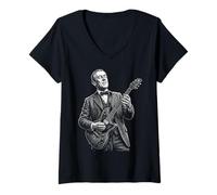 Donna Woodrow Wilson Chitarra Maglietta con Collo a V