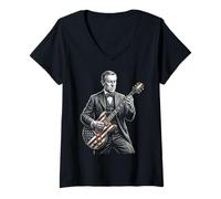 Donna Woodrow Wilson Chitarra Maglietta con Collo a V