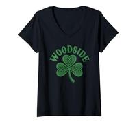 Donna Woodside Queens New York Irish Clover Celtic Knots Irlanda Maglietta con Collo a V