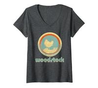 Donna Woodstock Bird Circle Maglietta con Collo a V