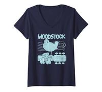 Donna Woodstock Liney Logo Maglietta con Collo a V