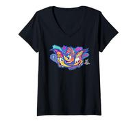 Donna Woody Woodpecker Neon Street Style Catchphrases Maglietta con Collo a V