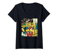 Donna Woody Woodpecker Pop Art Panels Maglietta con Collo a V
