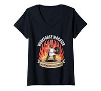 Donna Workforce Warrior Weekend Grill Gladiator Labor Day Maglietta con Collo a V