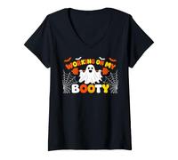 Donna Working On My Booty Funny Gym Halloween Workout Ghost Meme Maglietta con Collo a V