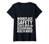 Donna Workplace Safety Starts with Health Nurse - Maglietta con Collo a V