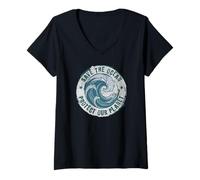 Donna World Ocean Day. Our Power, Our Planet. Save Earth. Nature Maglietta con Collo a V