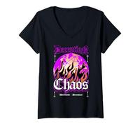 Donna World on Fire x Deception Chaos Old English x Streetwear Maglietta con Collo a V