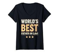 Donna World’s Best Father-in-Law Ever Retro Grunge Maglietta con Collo a V