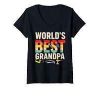 Donna World’s Best Grandpa Retro Tools Father’s Day Maglietta con Collo a V