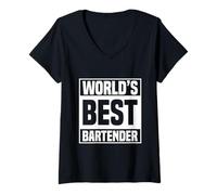 Donna World's Best Bartender Funny Bartending Alcoholic Drink Maglietta con Collo a V
