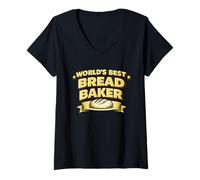Donna Worlds Best Bread Baker Sourdough Bread Baking Pun Baker Maglietta con Collo a V