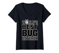 Donna World's Best Bug Catcher Maglietta con Collo a V