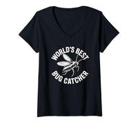 Donna World's Best Bug Catcher Maglietta con Collo a V