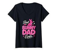 Donna World's Best Bunny Dad Rabbit Funny Conigli Amante Uomini Padre Maglietta con Collo a V
