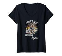 Donna World's Best Dachshund Mom Wire Haired Dog Doxie Mom Maglietta con Collo a V