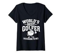 Donna Worlds Best Golfer, According to Me Maglietta con Collo a V