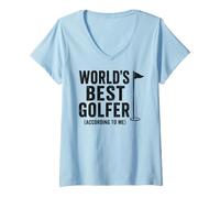 Donna Worlds Best Golfer, According to Me Maglietta con Collo a V