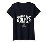 Donna Worlds Best Golfer, According to Me Maglietta con Collo a V