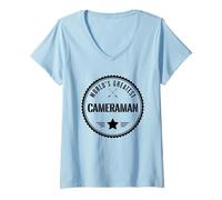 Donna World's Greatest Cameraman T-Shirt per Cameramen Maglietta con Collo a V