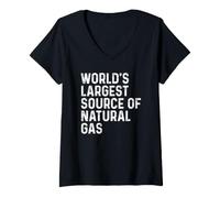 Donna World's Largest Source of Natural Gas Maglietta con Collo a V