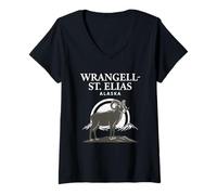 Donna Wrangell-St. Elias Alaska Tramonto Maglietta con Collo a V