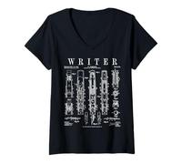 Donna Writer Author - Penna stilografica con Brevetto Vintage Maglietta con Collo a V