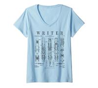 Donna Writer Author - Penna stilografica con Brevetto Vintage Maglietta con Collo a V