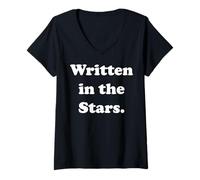 Donna Written In The Stars Cosmic Phrase Maglietta con Collo a V