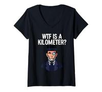 Donna WTF È Un KILOMETRO Abraham Lincoln Cyborg Robot Maglietta con Collo a V