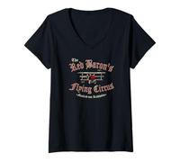 Donna WW1 German Air Force T-Shirt - Il Circo Volante del Barone Rosso Maglietta con Collo a V