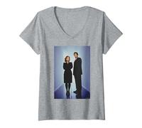 Donna X-Files David Duchovny Gillian Anderson Michael Grecco Maglietta con Collo a V