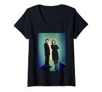 Donna X-Files Gillian Anderson David Duchovny Di Michael Grecco Maglietta con Collo a V