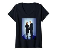 Donna X-Files Gillian Anderson David Duchovny Michael Grecco Maglietta con Collo a V